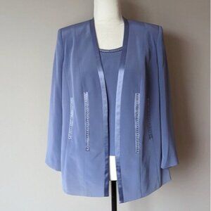 Lilac purple satin jewelled two piece blazer set